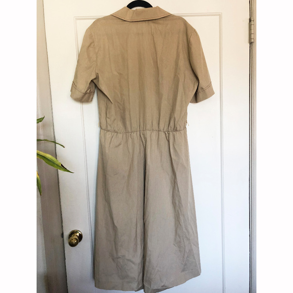 Vintage 70s 80s Cotton Poly Shirt Dress w/ Pockets - Picture 6 of 6